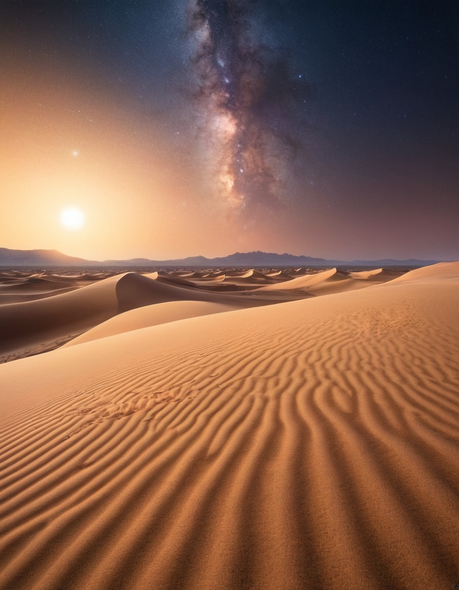 desert, sand dunes, otherworldly, starry sky, landscape, nature