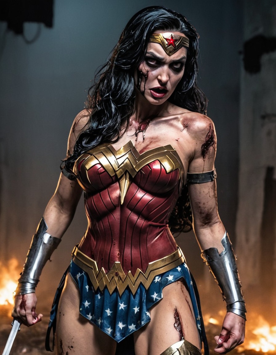 zombie, wonder woman (dc comics), comics, superhero, undead, horror