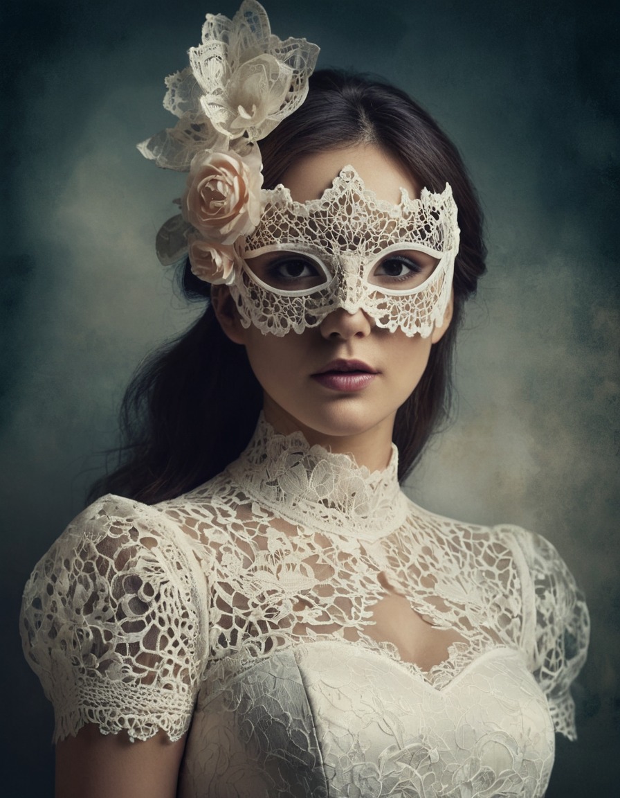 mysterious, woman, lace, mask, anonymity