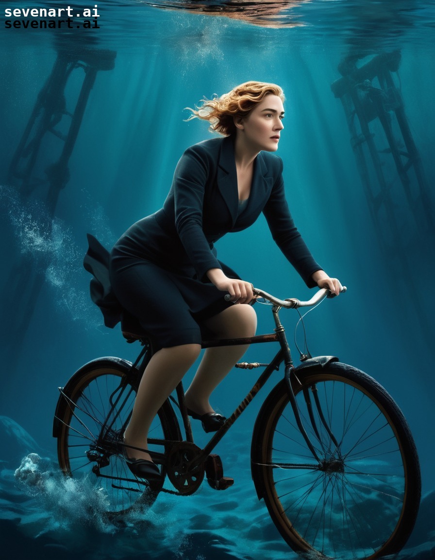 underwater, actress, kate winslet, titanic, bicycle, movies, movie stars