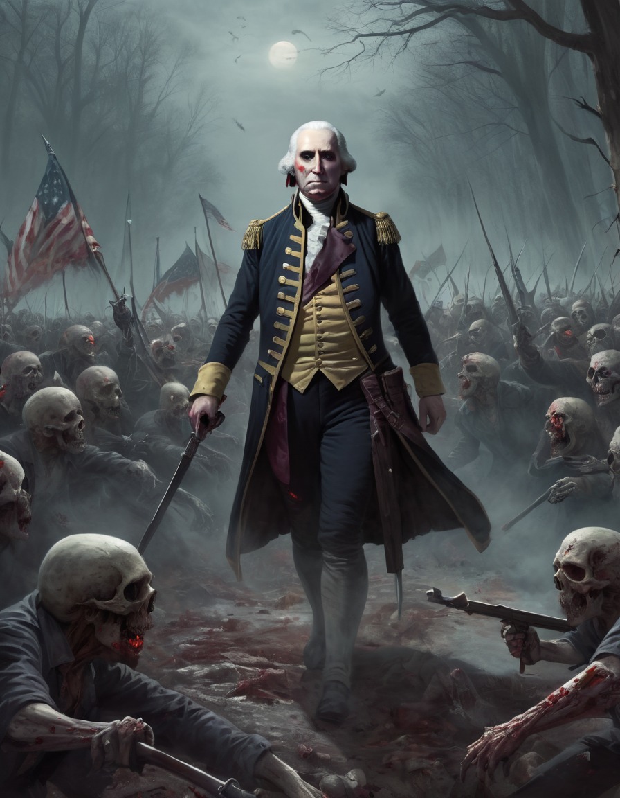 zombie, undead, george washington, army, battle