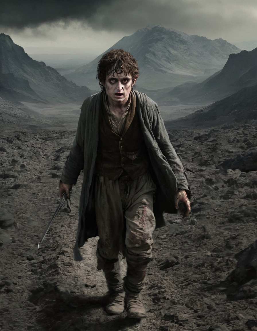 frodo baggins, zombie, the lord of the rings, desolate landscape