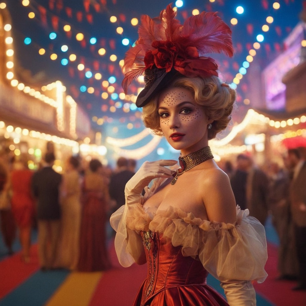 digitalart, drama, photography, beauty, fantasyart, dress, vintage, fanart, portrait, circus, bing_image_creator