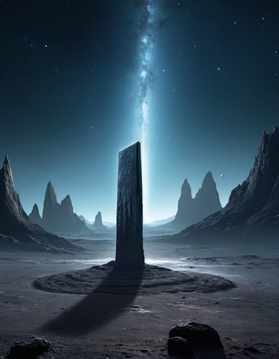 space, moon, monolith, mysterious, alien, extraterrestrial, science fiction