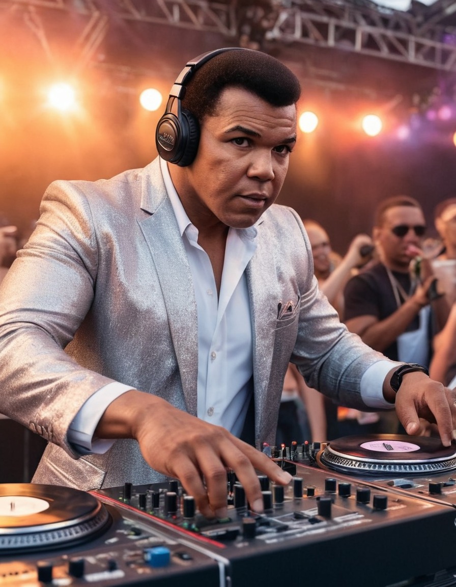 muhammad ali, dj, music festival, iconic figure