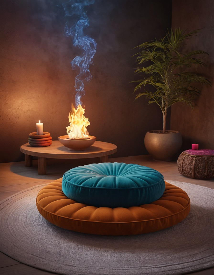 meditation, zen, incense, relaxation, home, interior