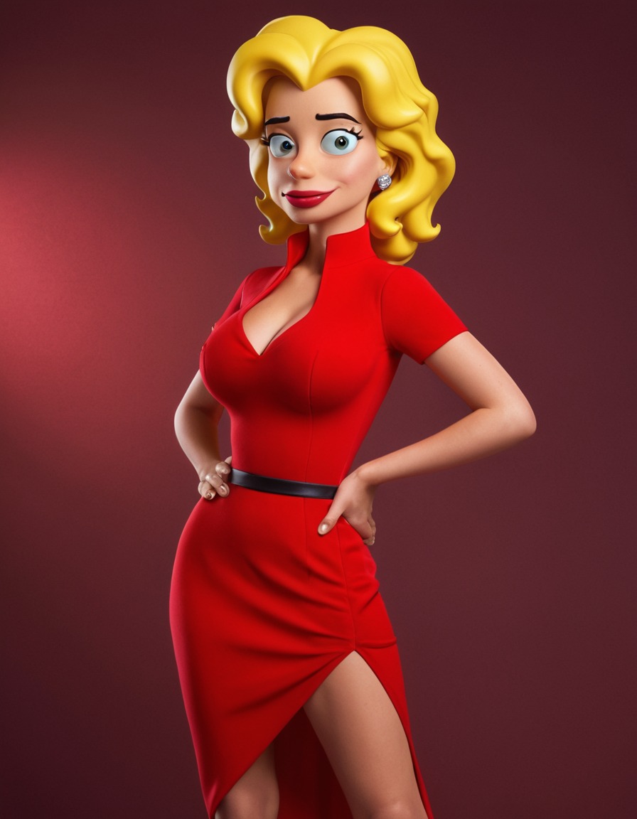 lisa simpson, sultry, red dress, confident, the simpsons