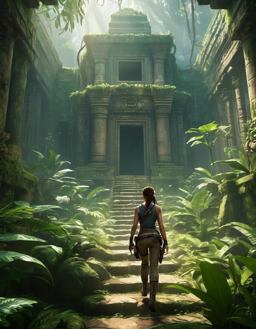 lara croft, jungle temple, adventure, exploration, tomb raider, video game, action, games, girls from games