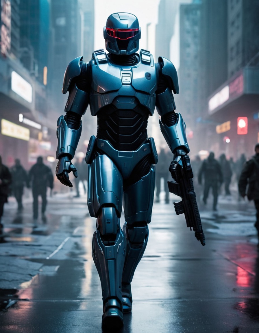 robocop, futuristic, city, technology, law enforcement, robots, games, movies