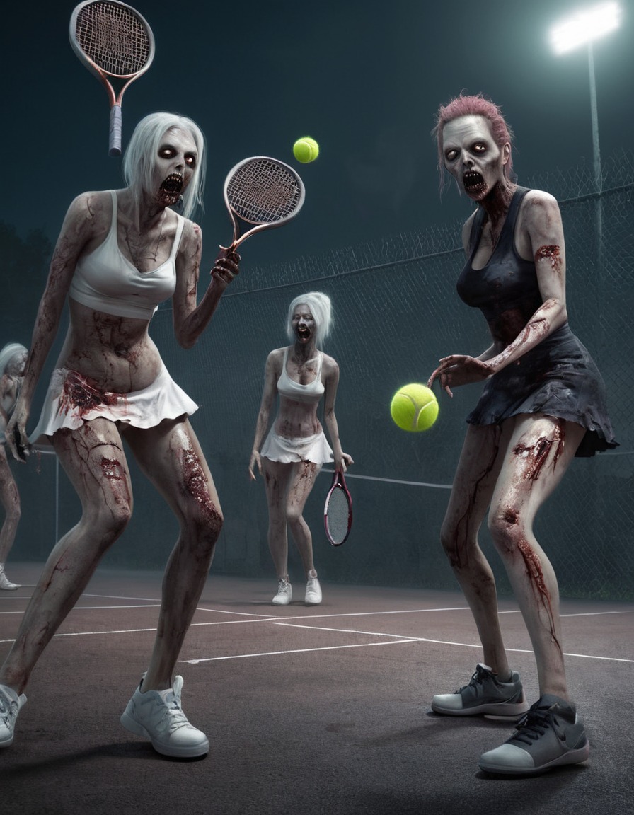 zombies, tennis, undead, sports, recreational activity, zombie