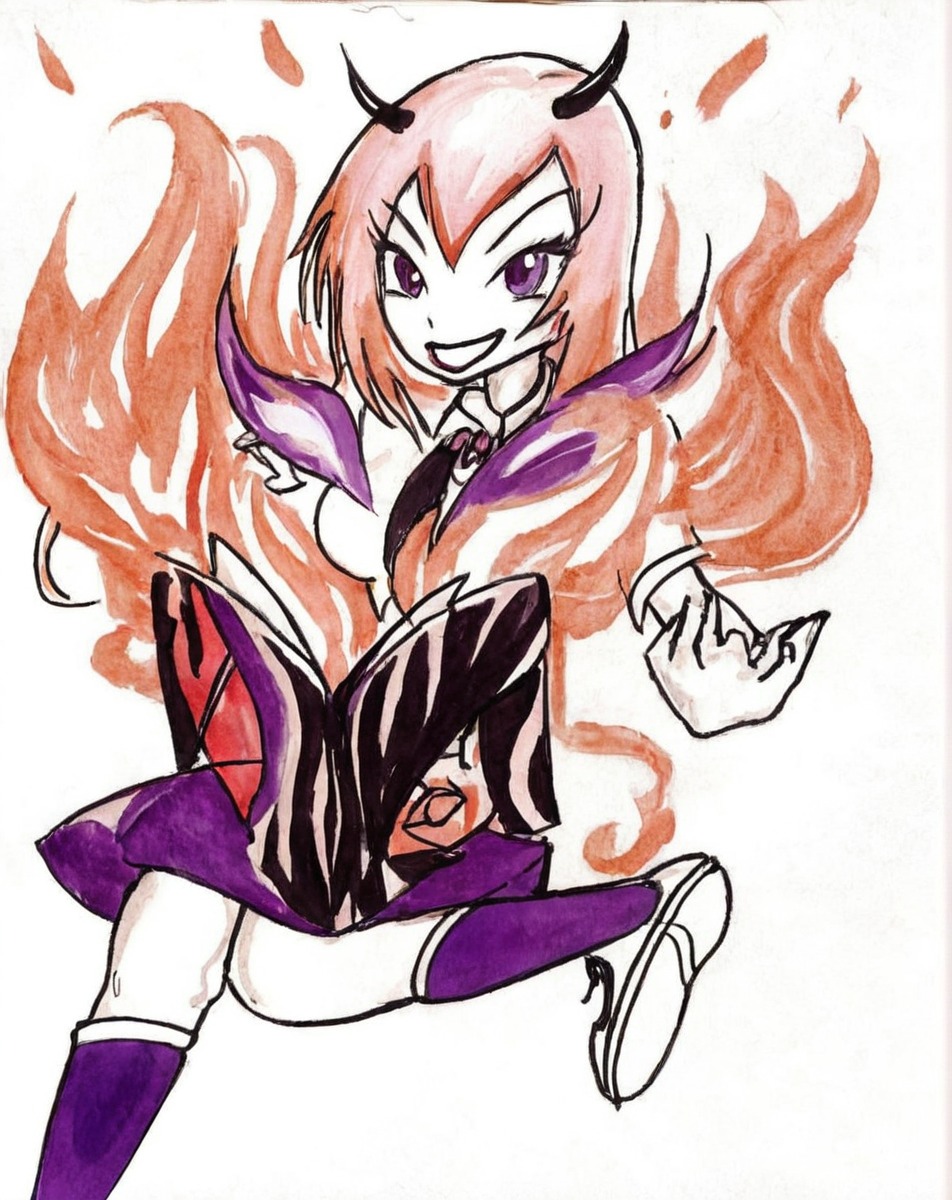 magic, originalcharacter, animedrawing, witch, demonic, traditionalart