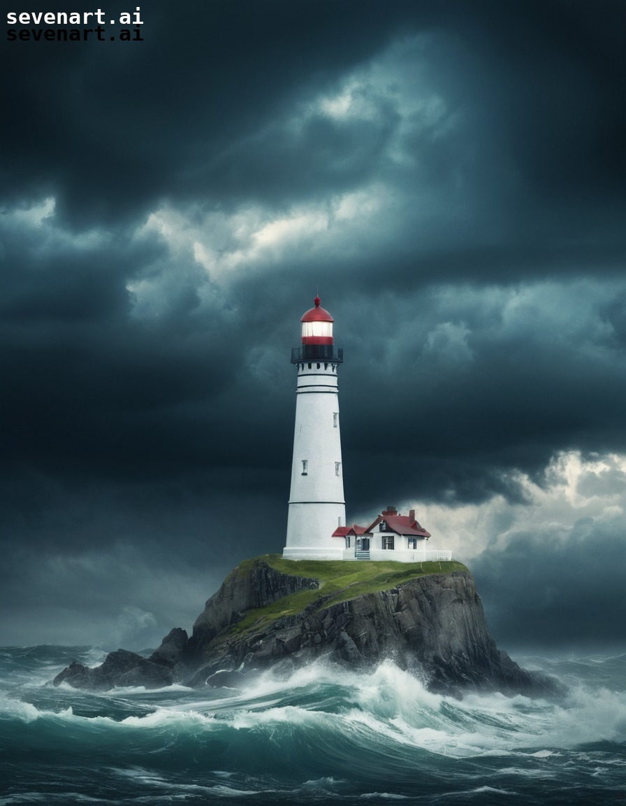 lighthouse, stormy, dramatic sky, nature, landscape