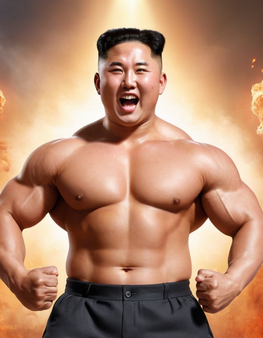 kim jong un, north korea, bodybuilding, flexing, strength, bravado