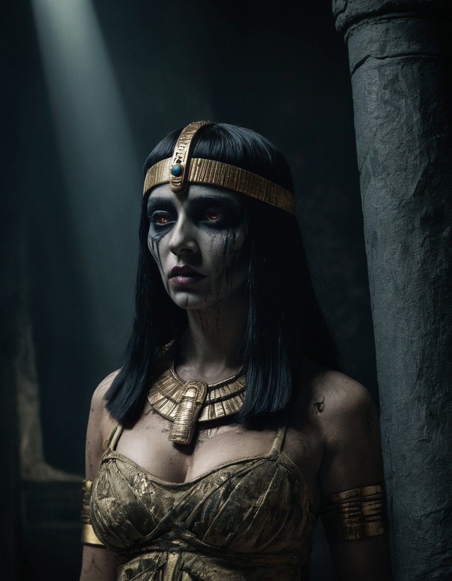 cleopatra, zombie, shadows, eerie, undead, horror