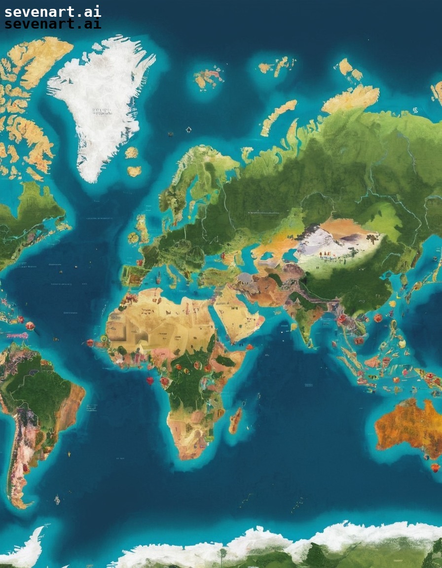 A pixelated world map created by an AI, highlighting regions of ...