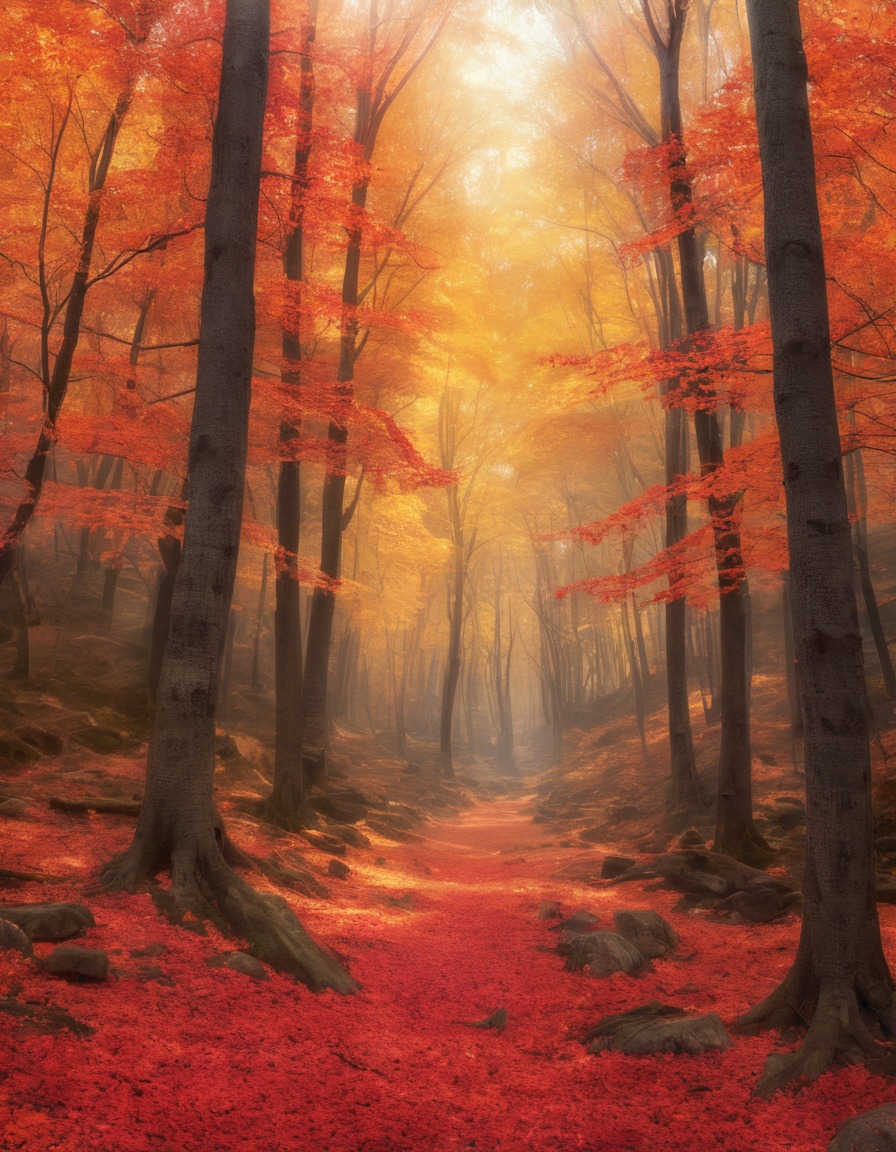 nature, vibrant, autumn, enchanted, forest