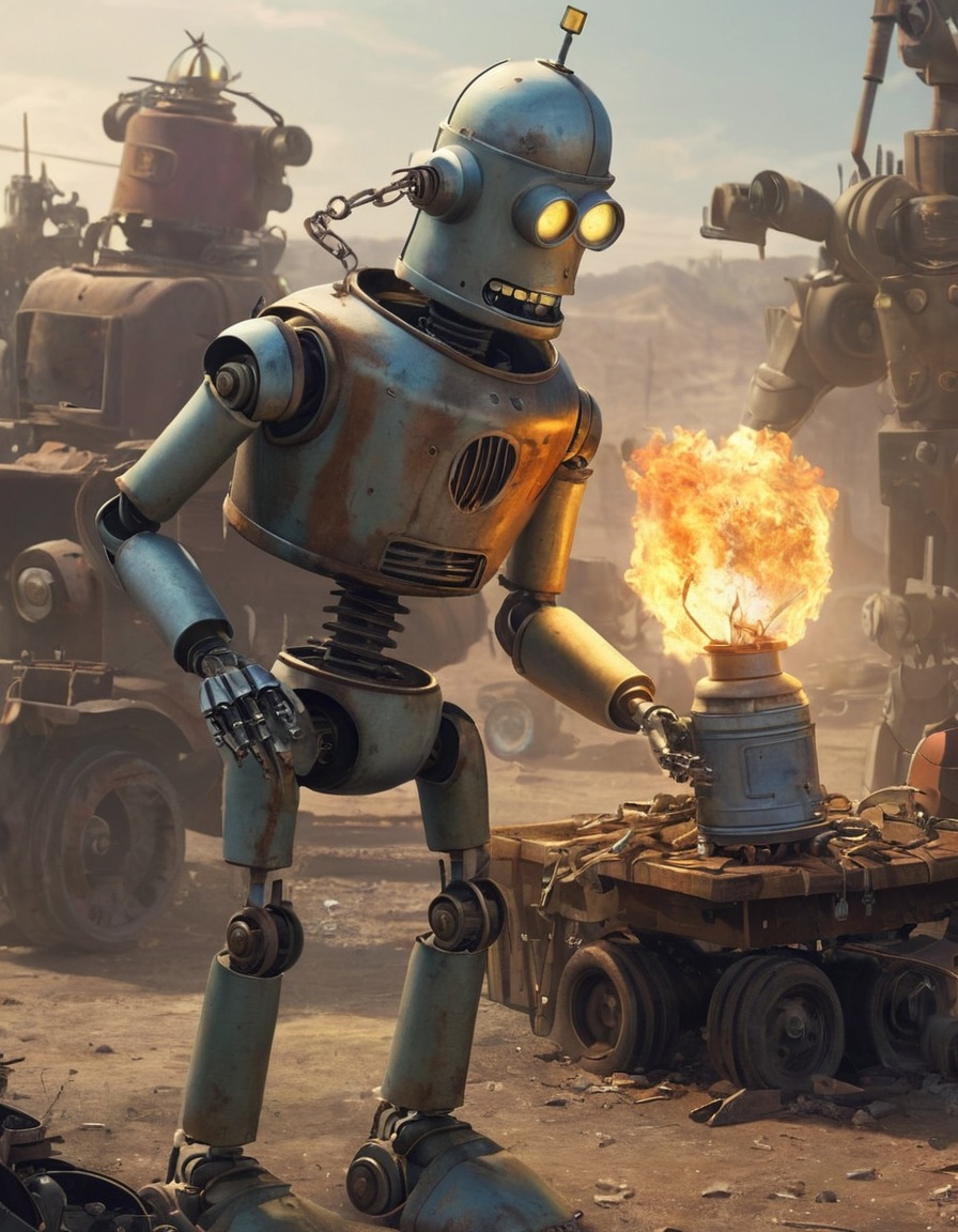 robot, junkyard, theft, bender, robots, games, movies