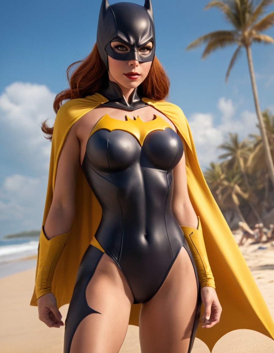 beach, batgirl (dc comics), dc comics, superhero, swimsuit, relaxation, vacation