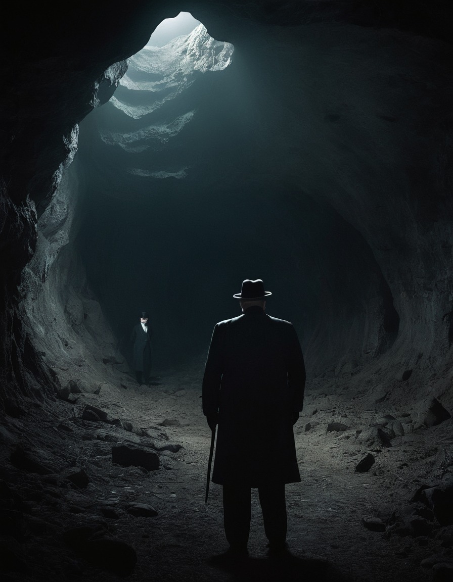 winston churchill, historical figure, cave, underground, dim lighting, leadership