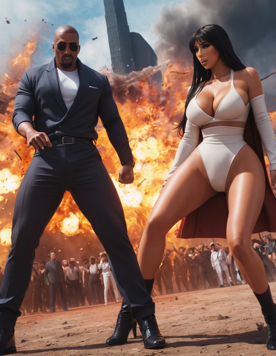 kim kardashian, villain, battle, anime, confrontation