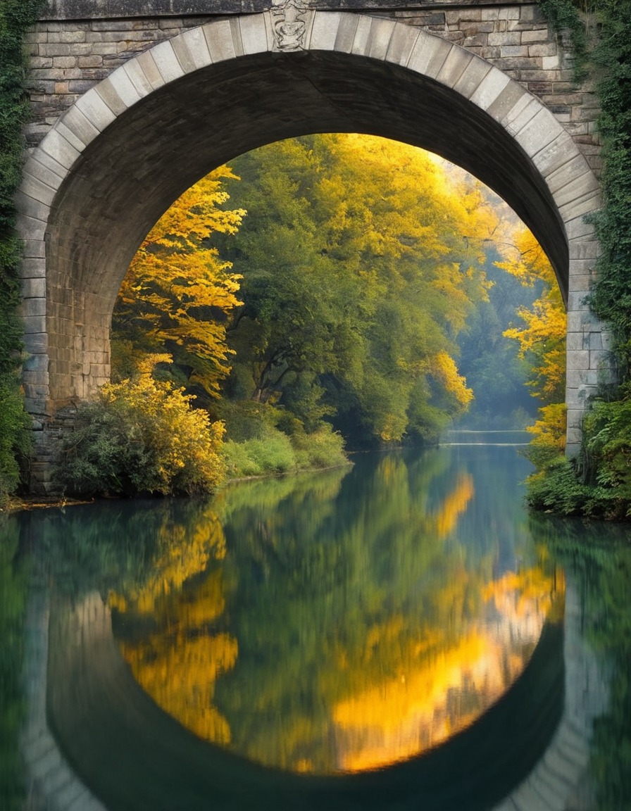 architecture, reflection, historic, bridge, symmetry