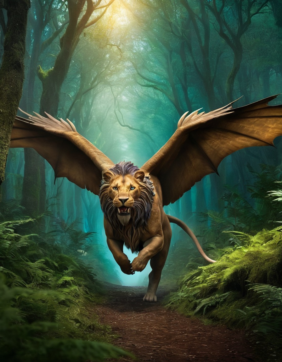 fantasy, chimera, mystical, forest, mythical creatures