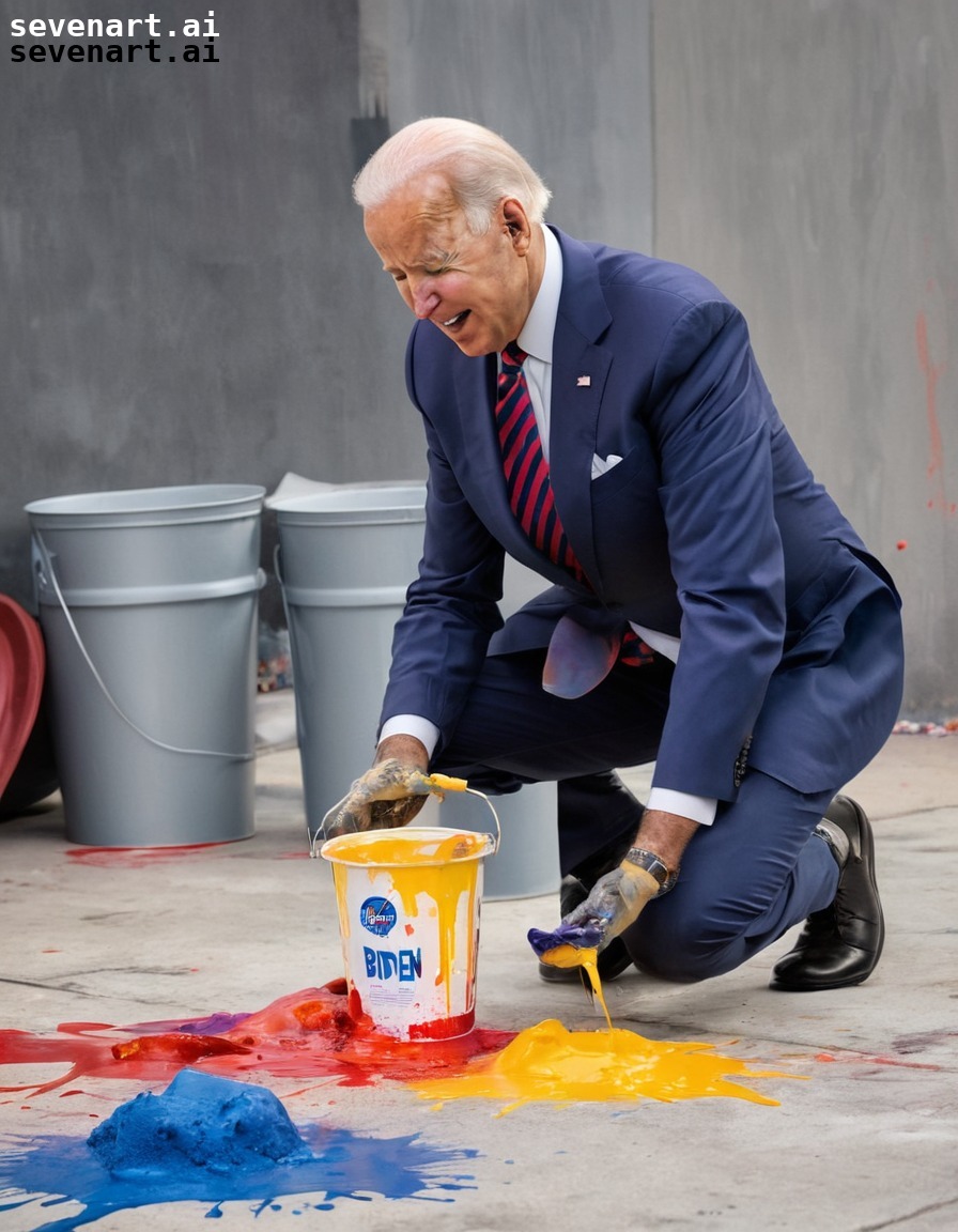 humorous, accident, painting, joe biden, colorful, usa