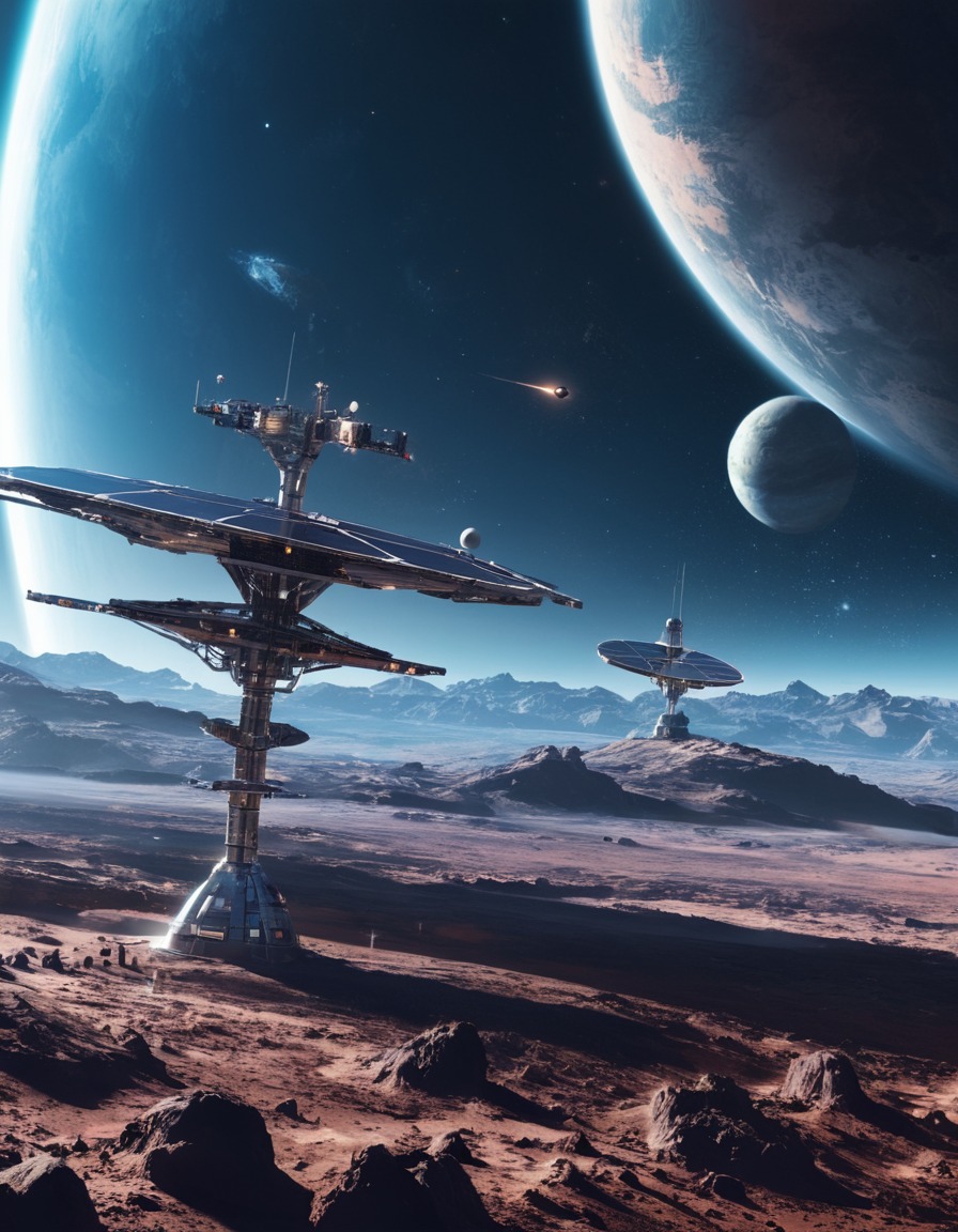 space station, futuristic, technology, solar panels, communication systems, future