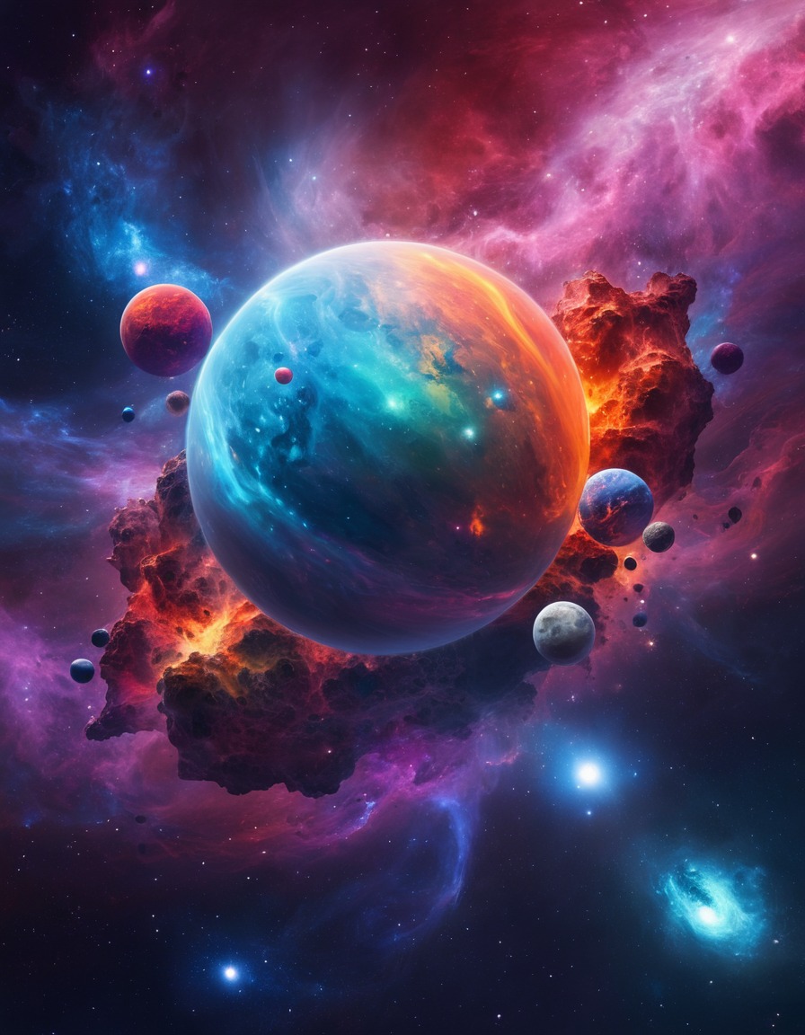 surreal, nebula, planets, diversity, colorful, space, stars