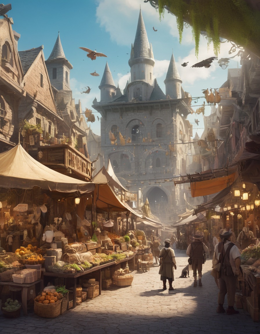 fantasy, marketplace, creatures, trade, diversity, fantastic