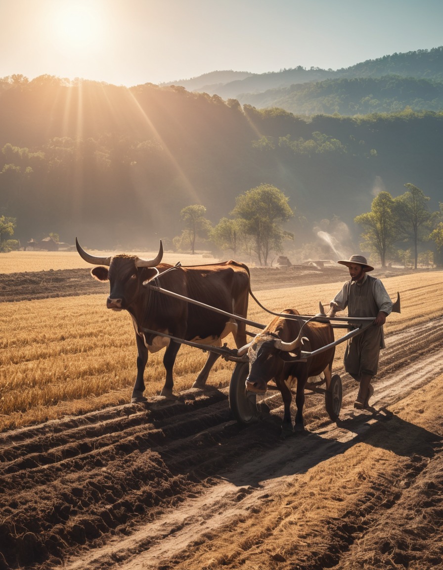 peasant, farming, agriculture, plow, oxen, middle ages