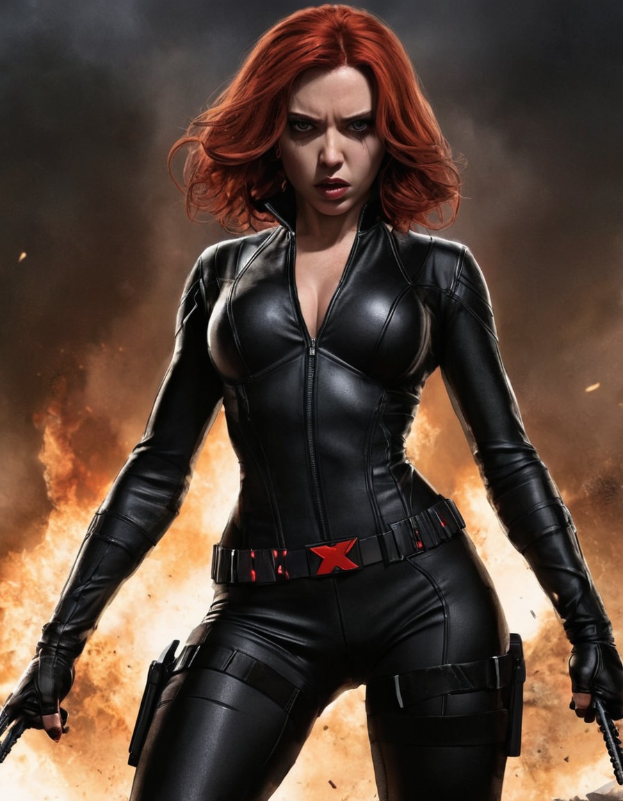 black widow, marvel comics, superhero, battle, torn clothing