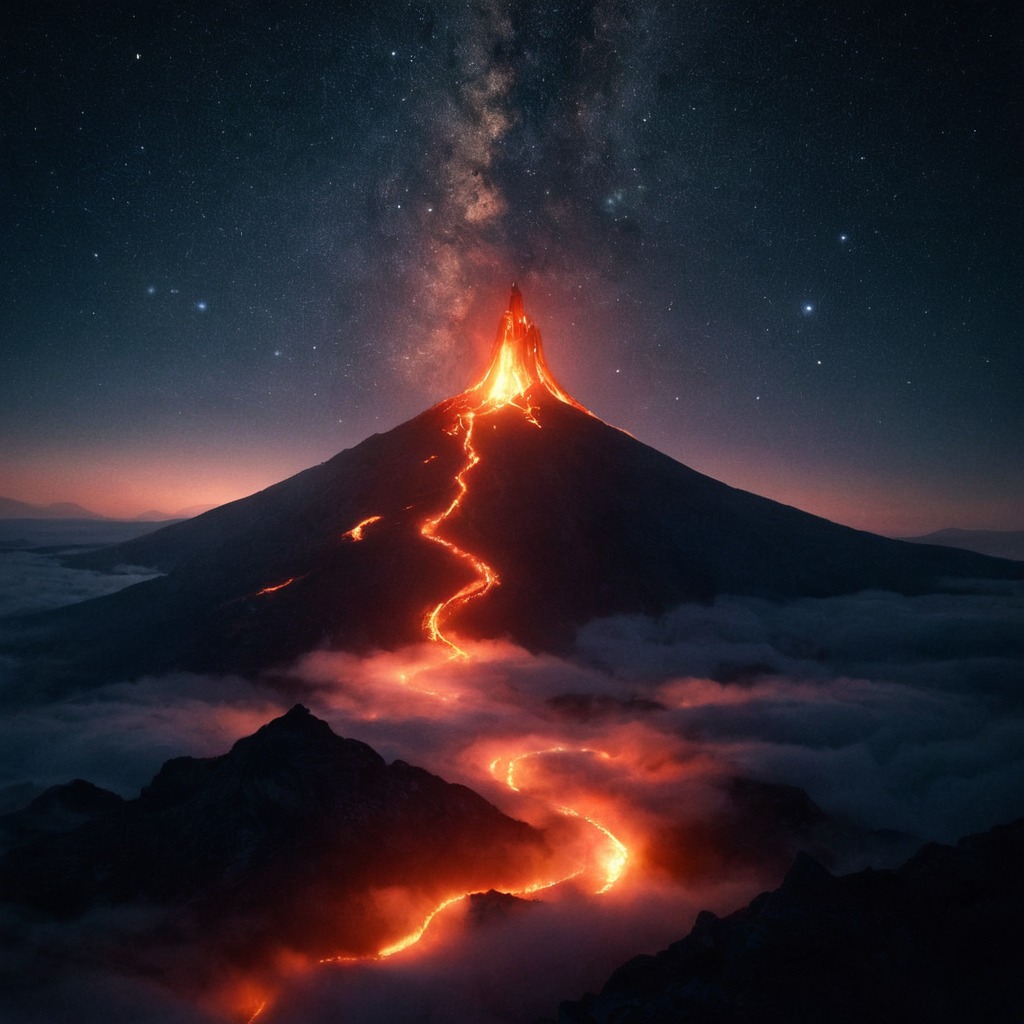 digitalart, conceptart, drama, photography, fantasyart, sky, beauty, magic, ancient, architecture, blacksky, darksky, dramaticsky, epic, eruption, filmphotography, fog, landscapephotography, lavaflow, naturalphenomenon, naturephotography, nightsky, space, volcano, wallpaper, moltenlava, natureatnight, dailychallenge, fieryglow, mountainvolcano