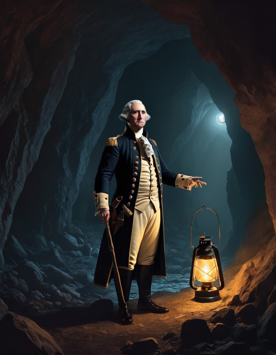 george washington, lantern, underground cavern, historical figure