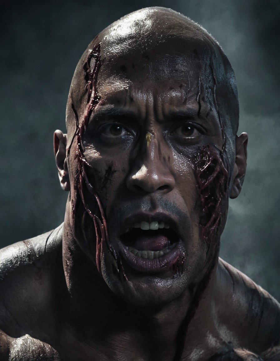 dwayne johnson, zombie, horror, darkness, transformation, celebrities