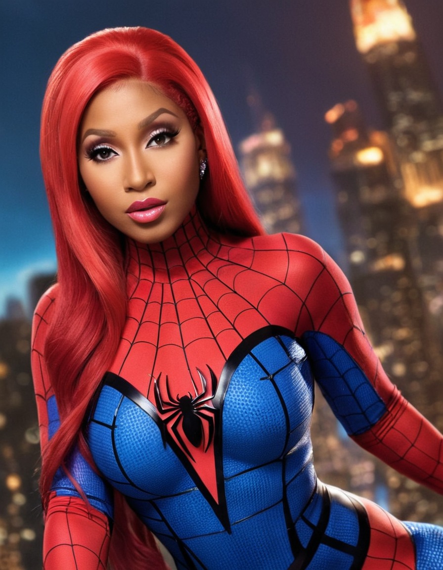 nicki minaj, spiderman, transformation, music artist, rapper, superhero, celebrity