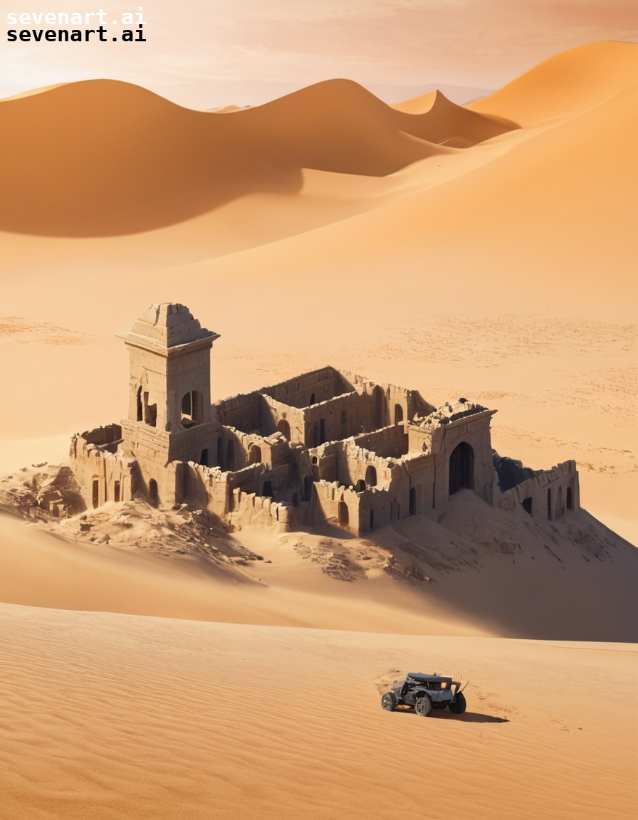 ancient ruins, dune world, lost civilization, archaeological site, desert landscape, dune