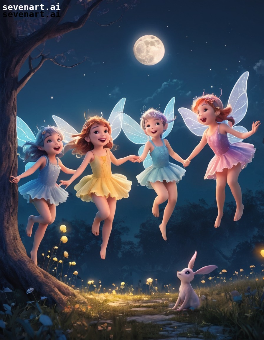 fantasy, fairies, moon, mischief, playful