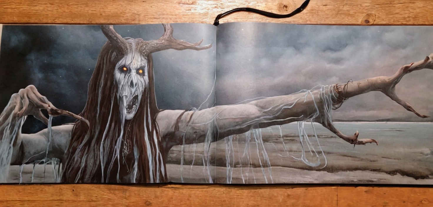 fanart, traditionalart, acrylic, doublepage, german, healing, music, musicinspired, musicvideo, pagan, paganism, heilung, anoana, musicvideofanart