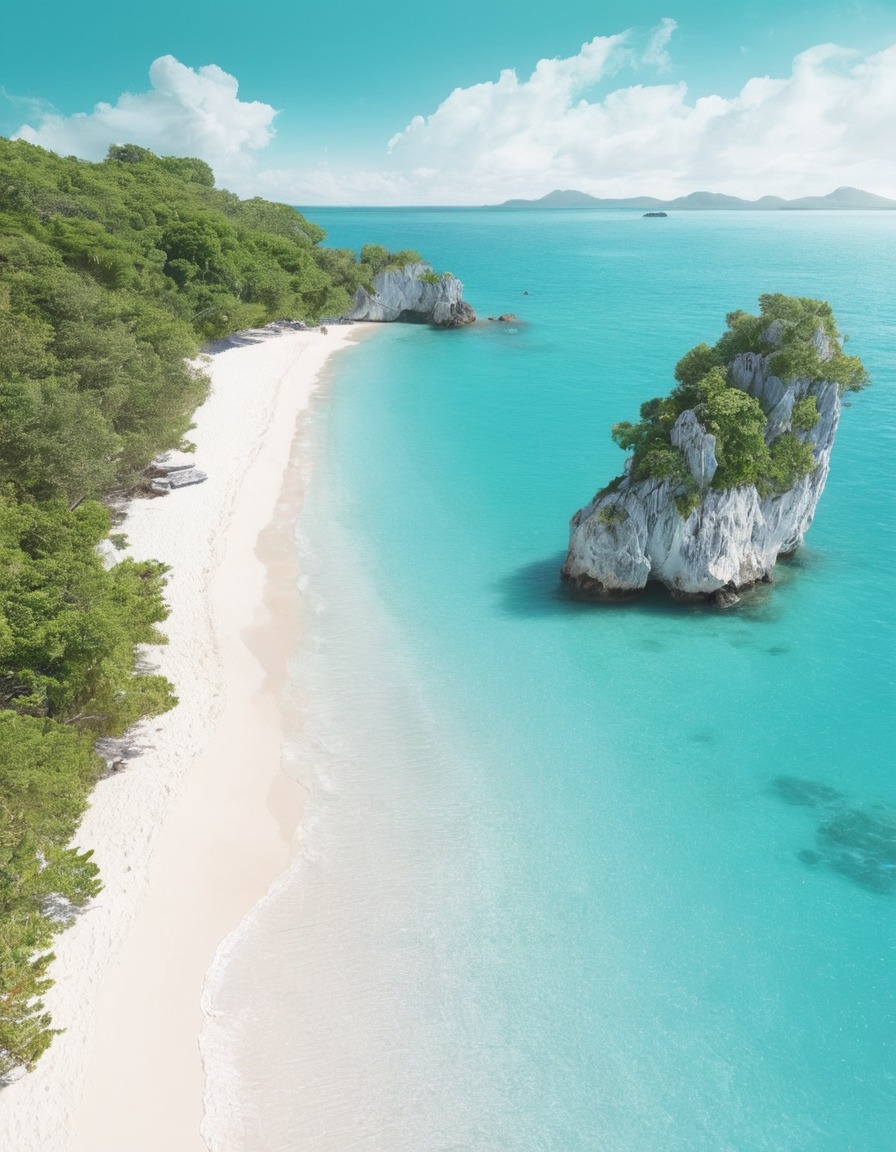 beach, turquoise, secluded, white sand, clear water, nature