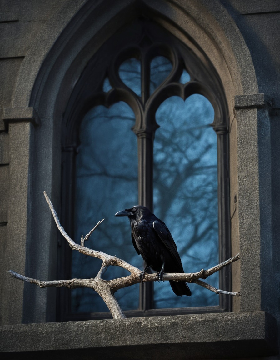 raven, bird, gothic, window, darkness, underground, dark