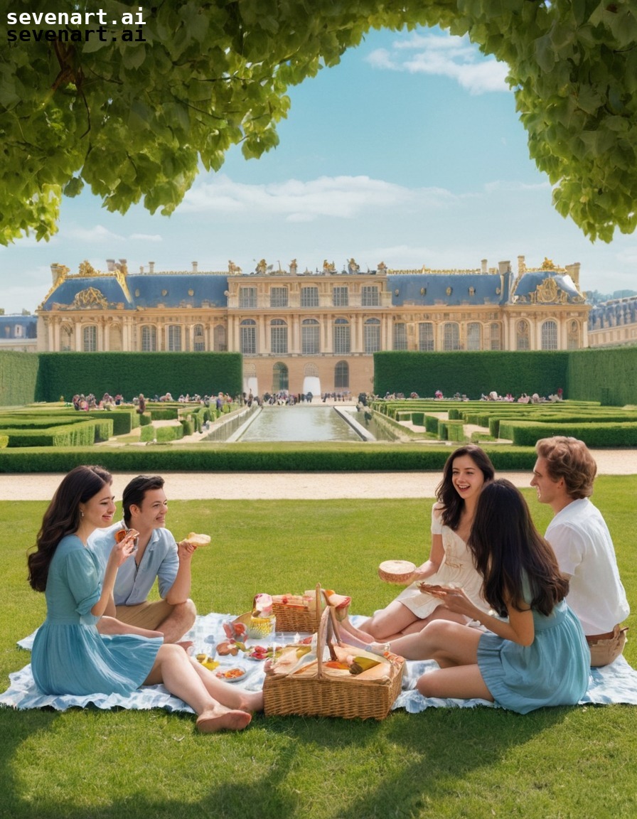 travel, friends, picnic, palace of versailles, gardens, europe