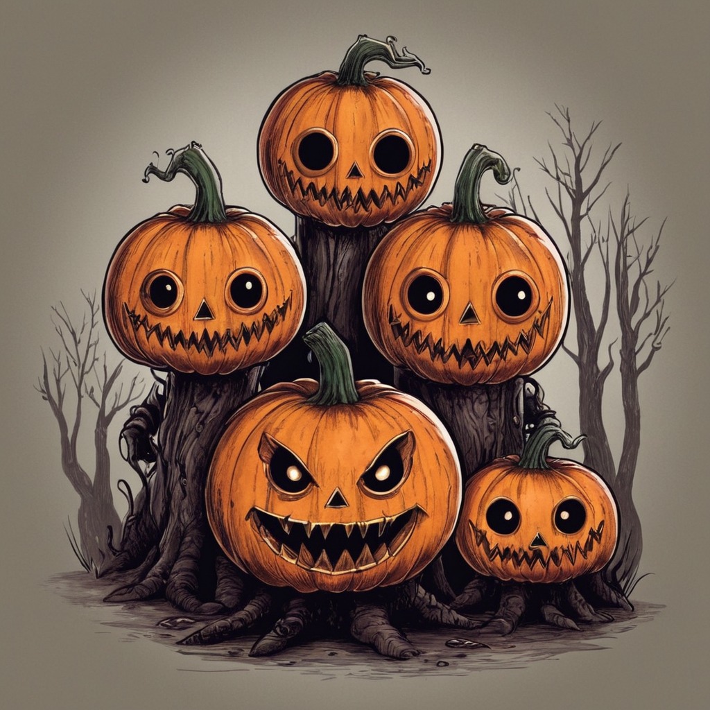 digitalart, horror, creepy, spooky, halloween, dreamup, dailydeviation, dailychallenge, ai_art, pumpkinpals