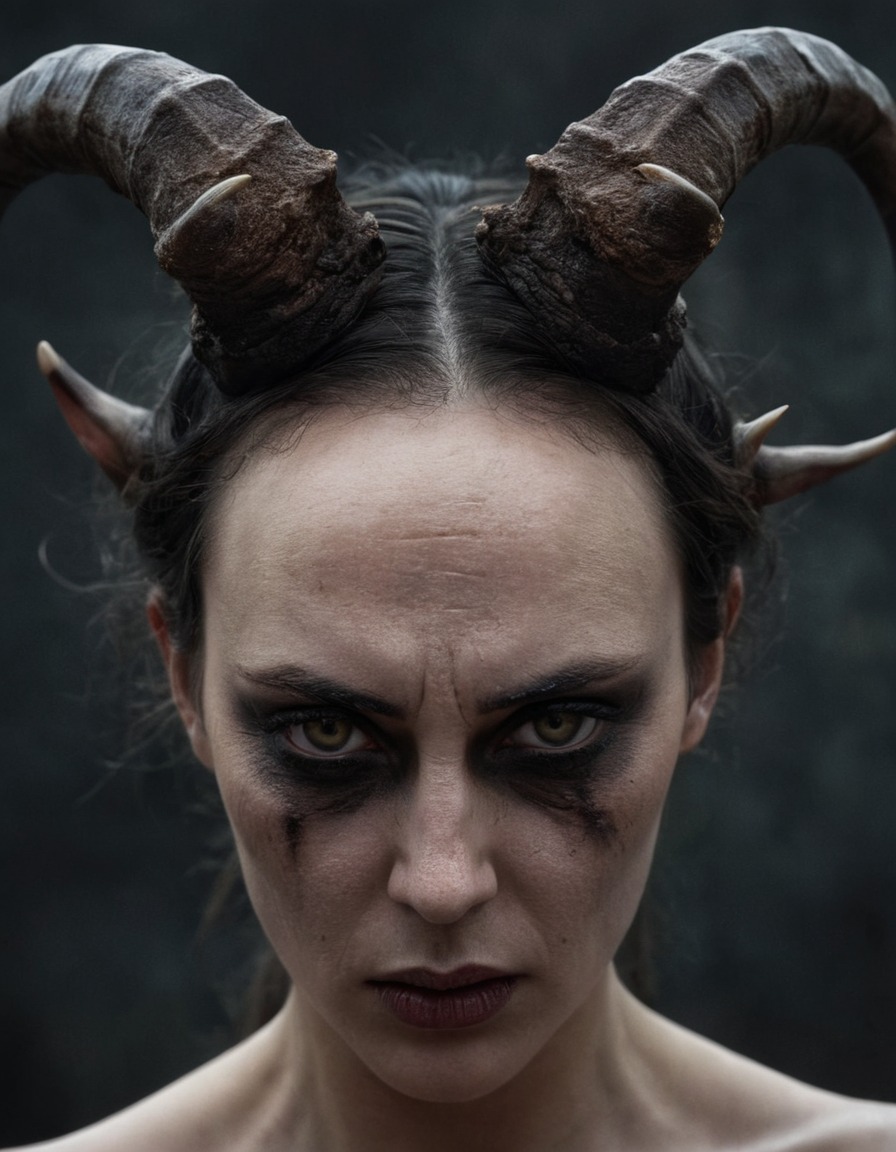 mutations, woman, female, horns, forehead, fantasy, transformation