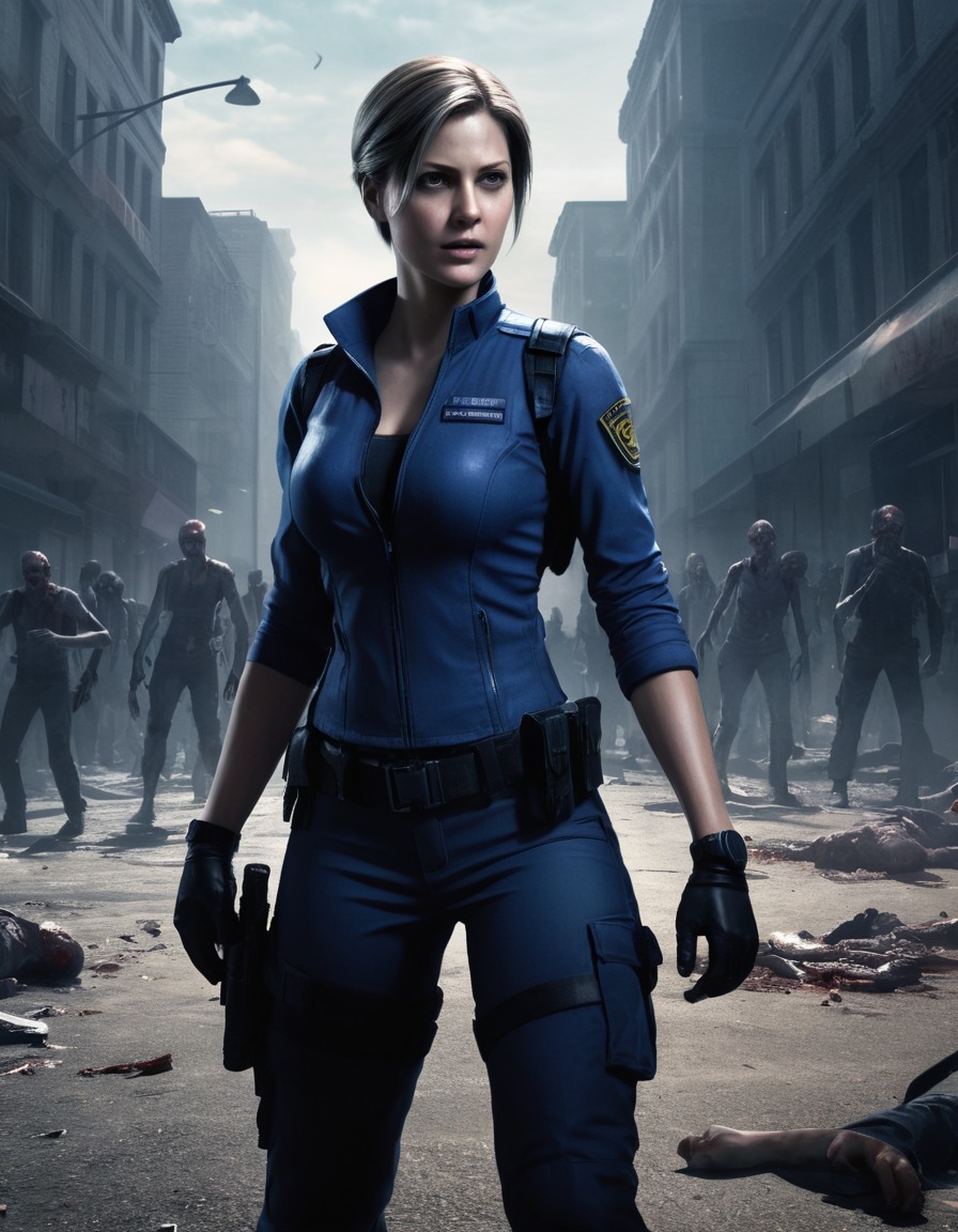 survival horror, action, jill valentine, zombie apocalypse, deserted city, games, girls from games