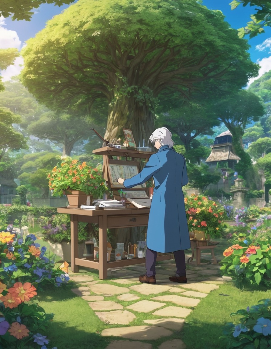 isaac newton, physicist, scientist, garden, experiments, discovery, physics, anime