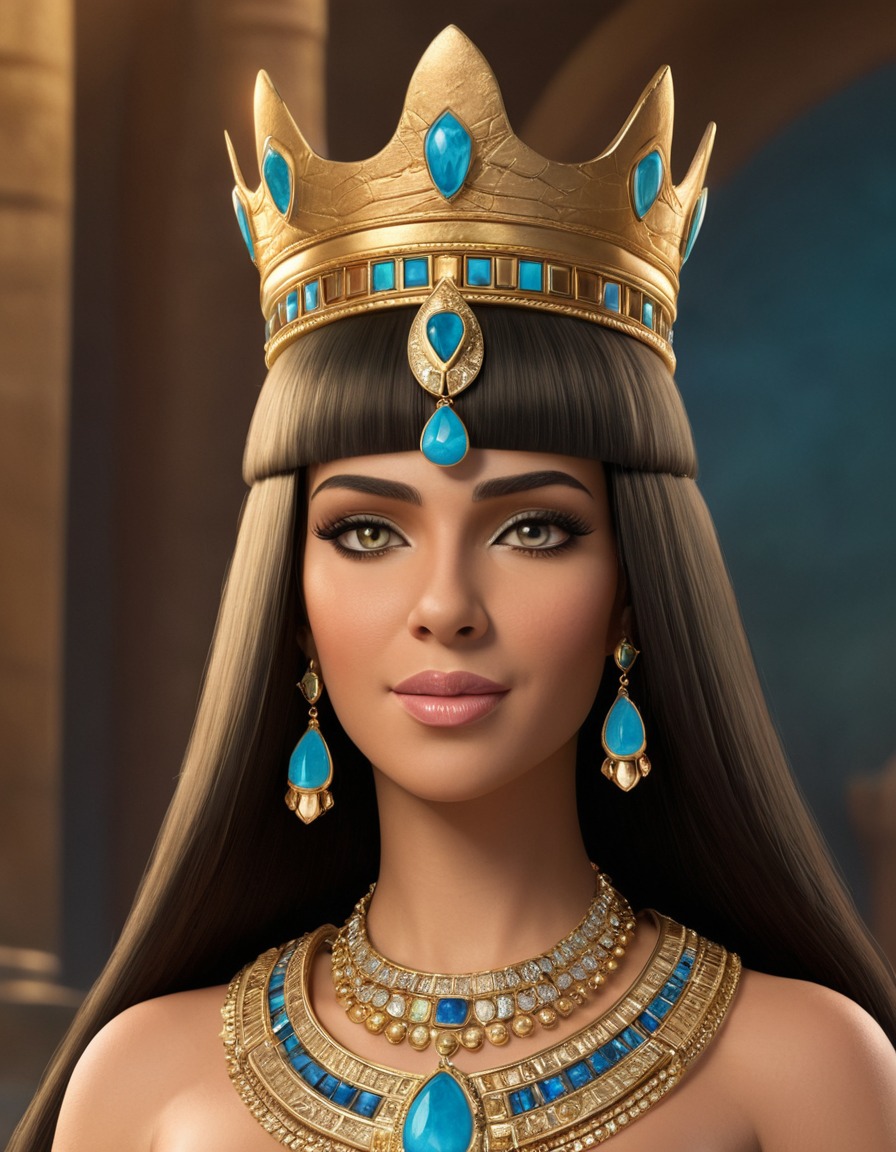 cleopatra, caricature, humor, oversized jewelry, funny