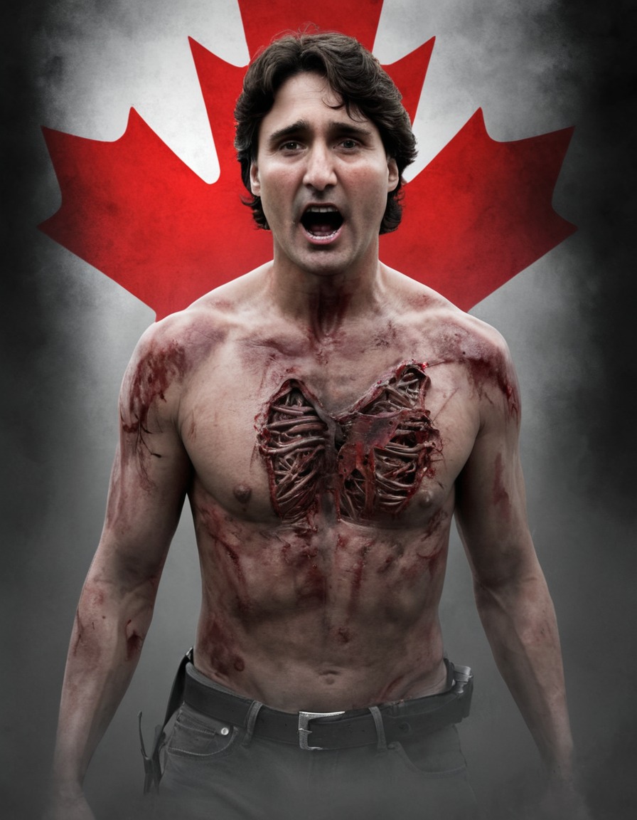 justin trudeau, zombie, canadian flag, horror, politics