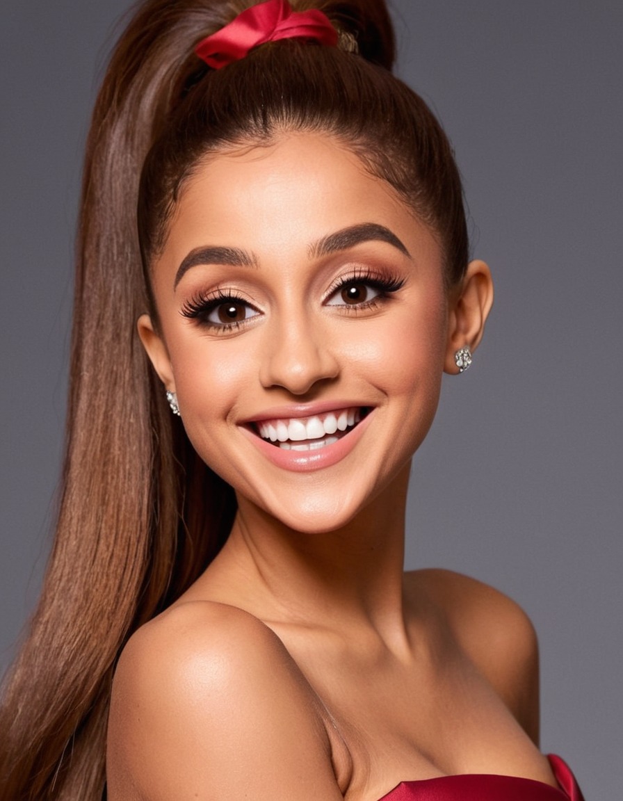 ariana grande, caricature, big head, crazy smile, pop star, entertainment, humor