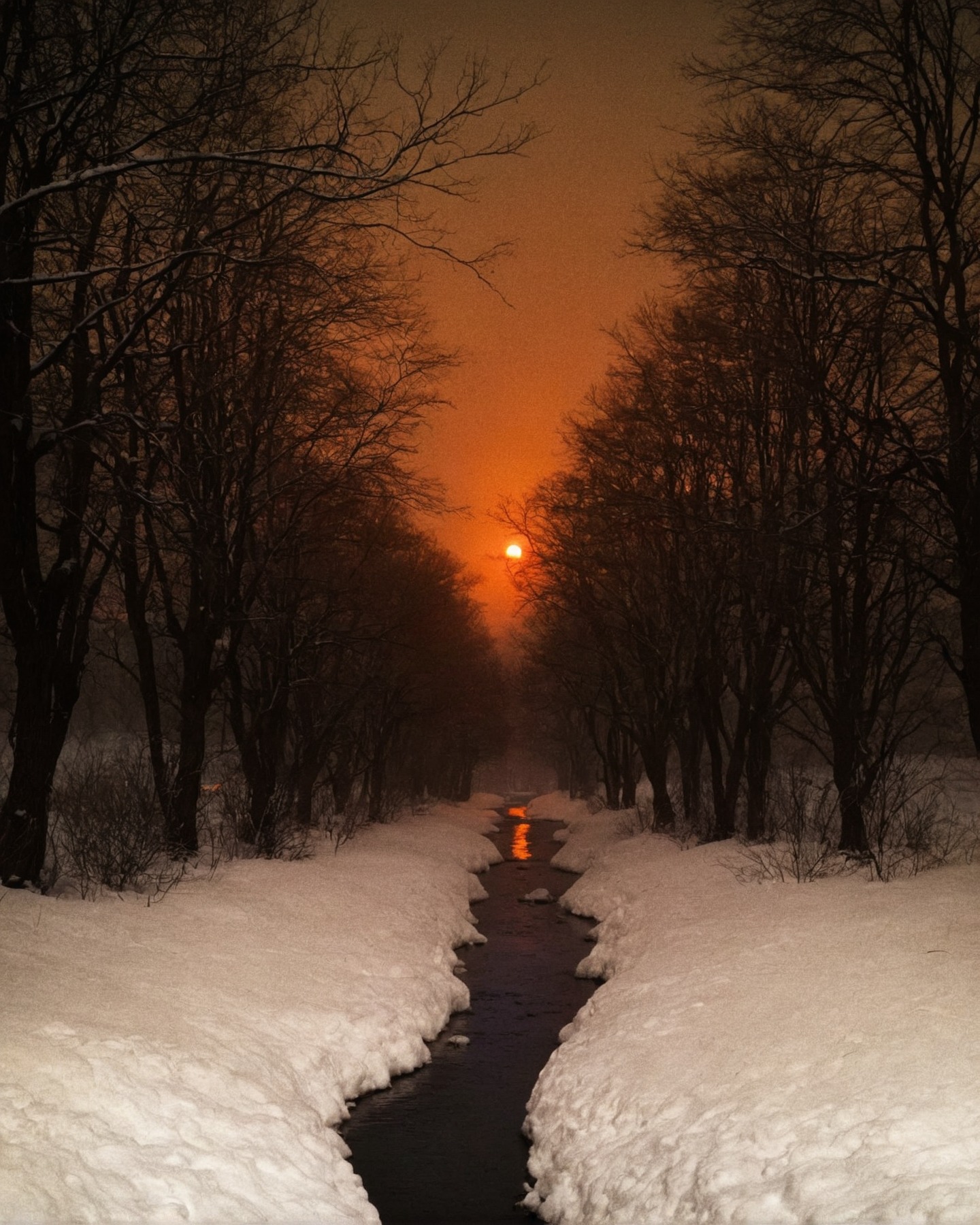 nature, landscape, sun, trees, snow, laura makabresku